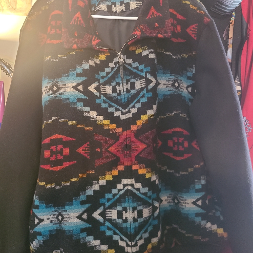 Pendleton Black and Multicolor Geometric Bomber J… - image 1